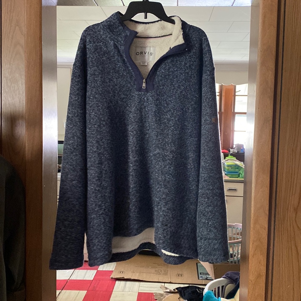 Orvis Men Fleece Lined 1/4 Zip Pullover